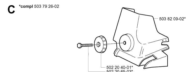 Air Filter Cover Diagram and Parts List for 334T 20040100001-20051000000 Husqvarna Chainsaw