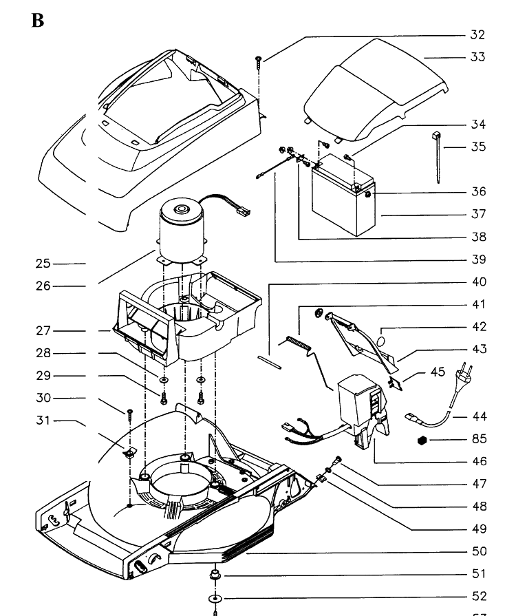 Motor Diagram and Parts List for 47RC ROYAL Husqvarna Lawn Mower