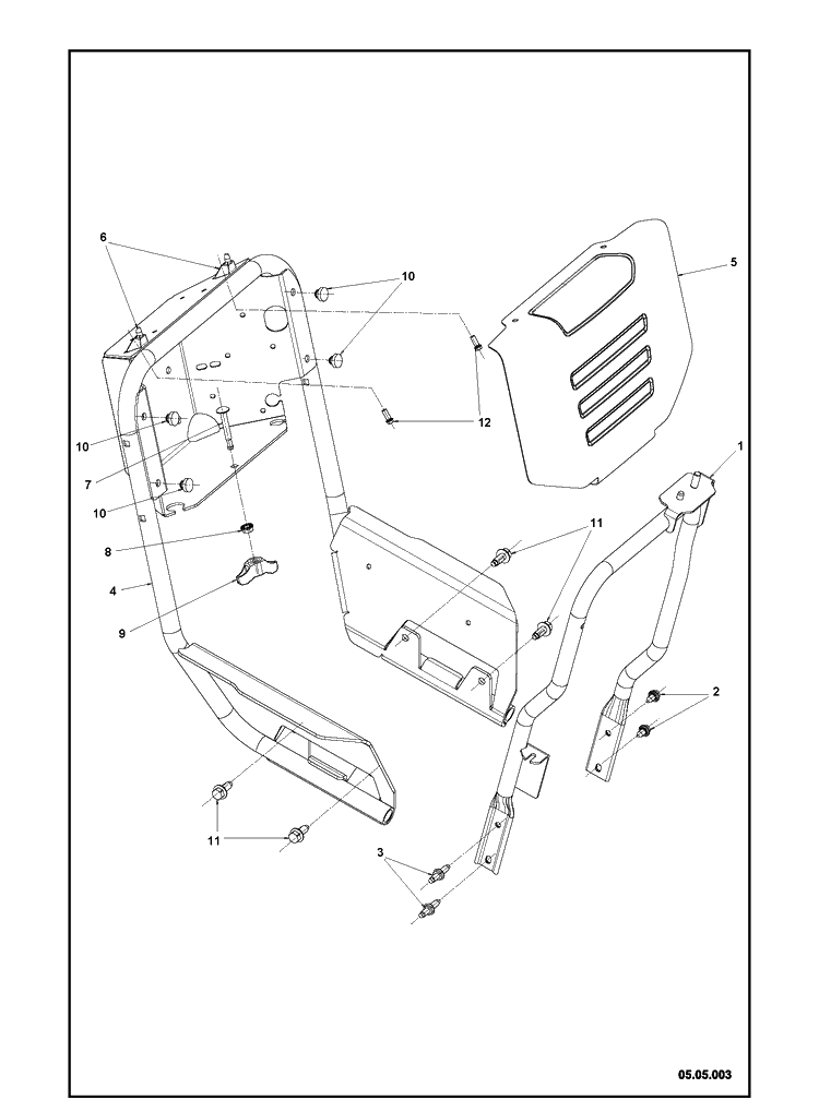 Handle 2 Diagram and Parts List for ST424  Husqvarna Snow Blower