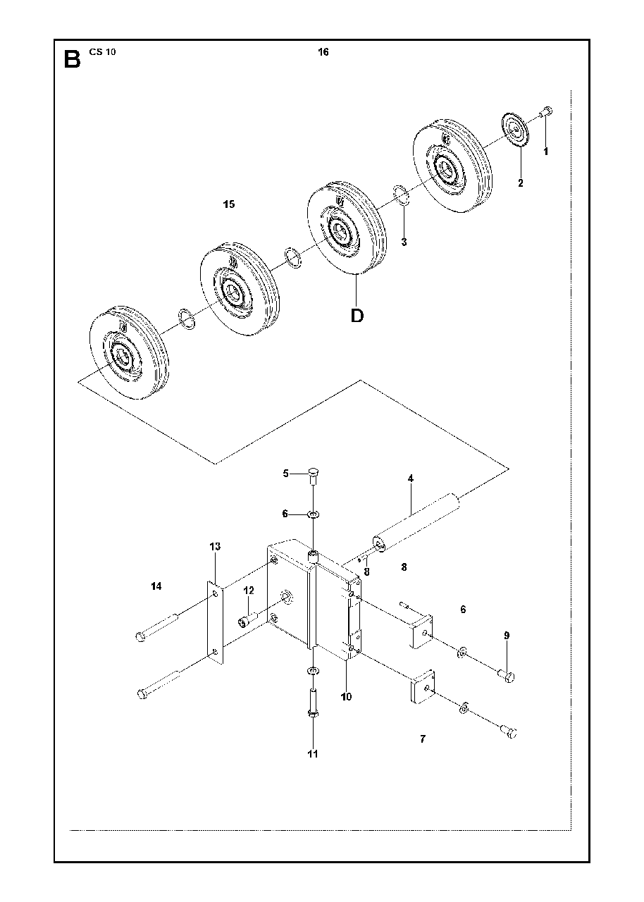 Wheel Bracket, Lower Diagram and Parts List for CS10 2012-11 Husqvarna Circular Saw