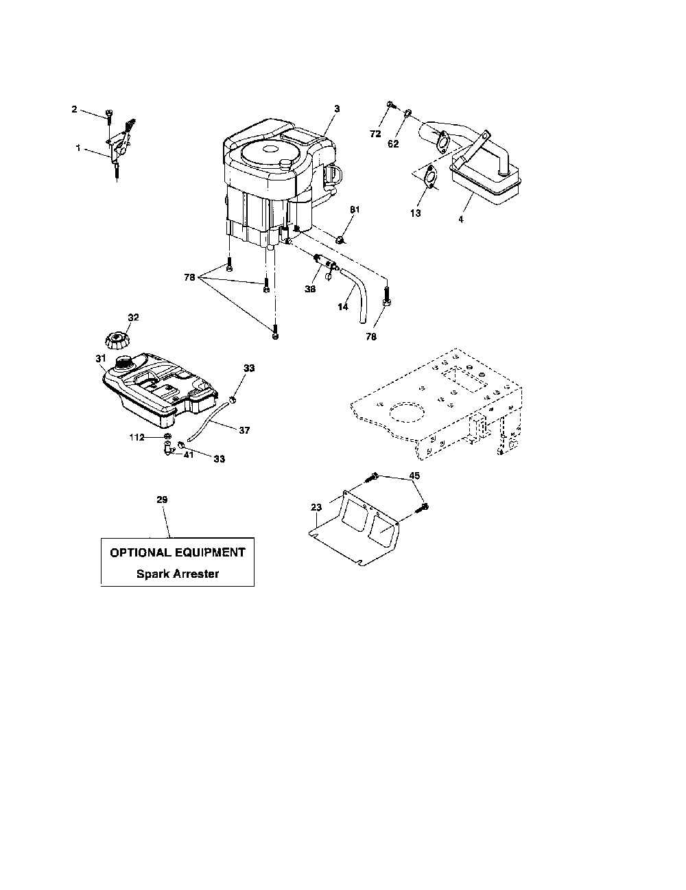 Engine Diagram and Parts List for 917279060  Husqvarna Lawn Tractor
