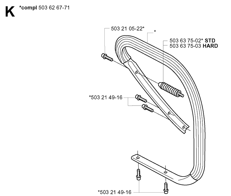 Handle 2 Diagram and Parts List for 365 20034400001-20051800000 Husqvarna Chainsaw