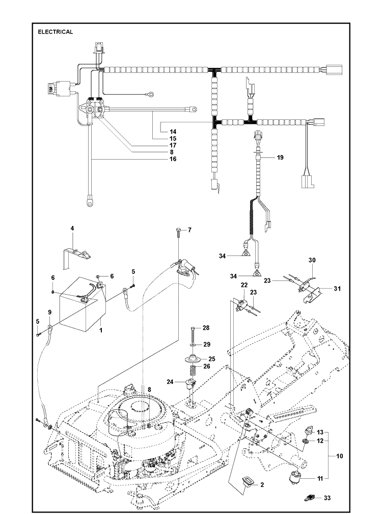 Electrical Diagram and Parts List for R216TAWD (967847101)(2019-01) Husqvarna Lawn Mower