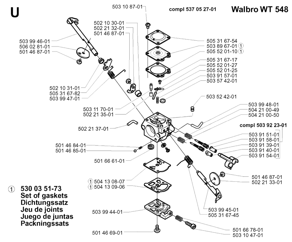 Carburetor Details Diagram and Parts List for 232RD 20001400001 & Above Husqvarna Trimmer
