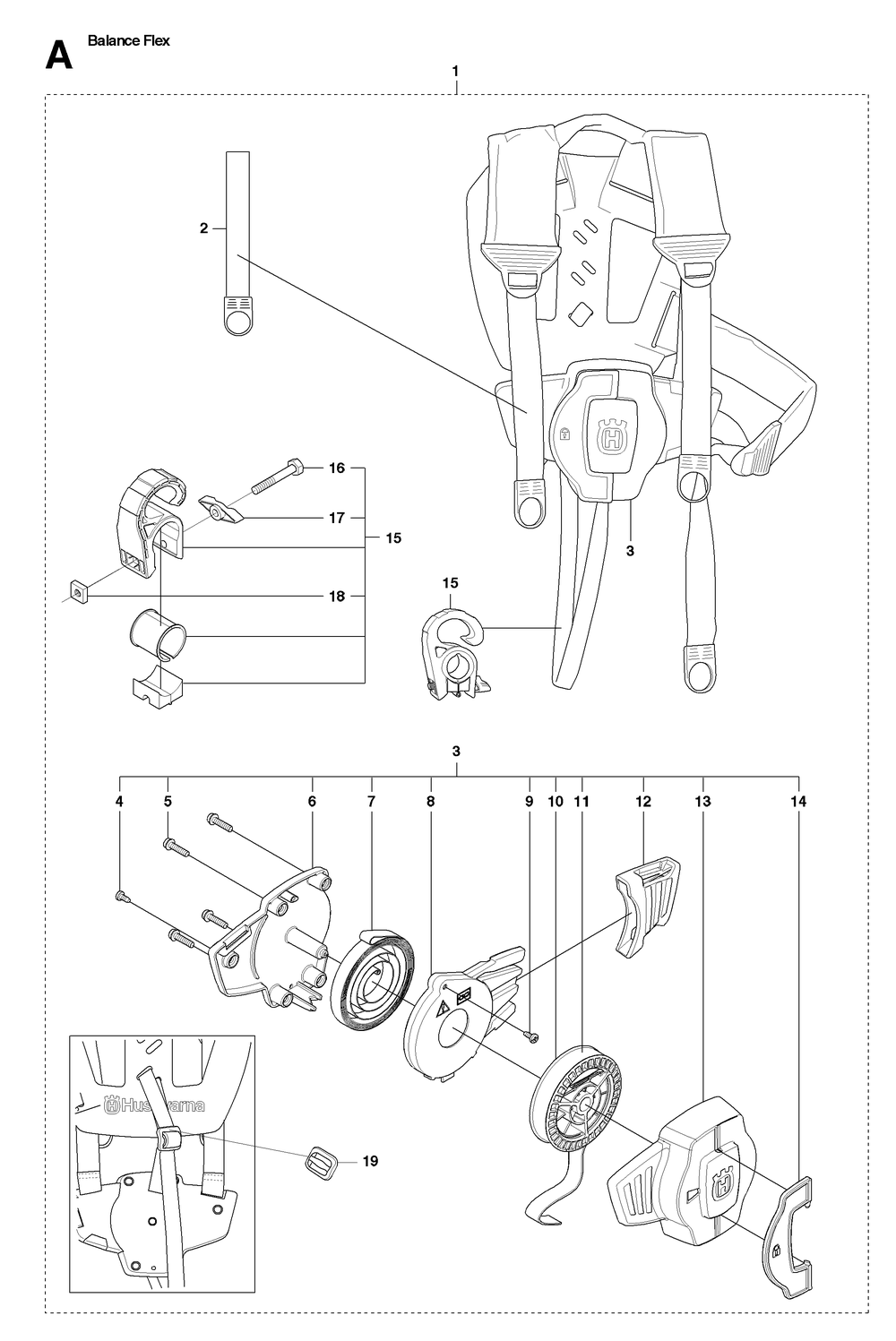 Harness Diagram and Parts List for FLEX 2009-03 Husqvarna Workwear