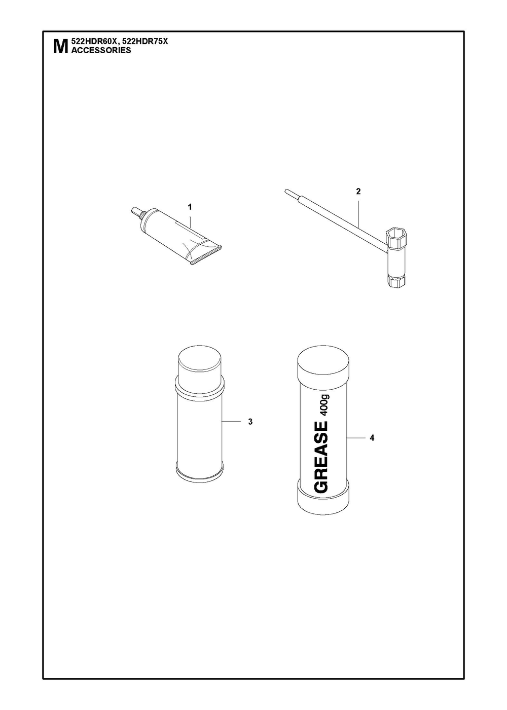 Accessories Diagram and Parts List for 522HDR75X  Husqvarna Trimmer