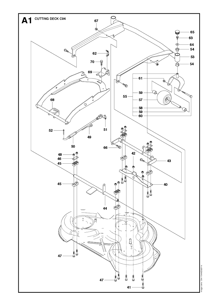 94cm Cutting Deck Diagram and Parts List for R316T  Husqvarna Lawn Mower