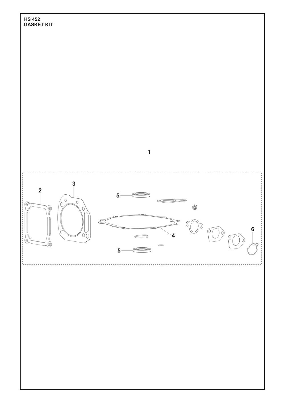 Gasket Kit Diagram and Parts List for HS452  Husqvarna Engine