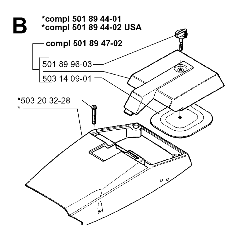 Cover Diagram and Parts List for 3120 19960100001-19980900000 Husqvarna Chainsaw