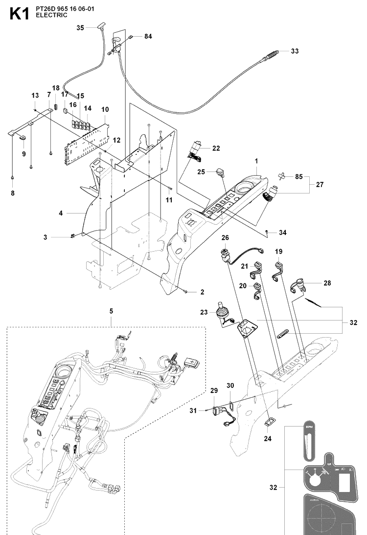 Electrical 2 Diagram and Parts List for PT26D (965160601)(2008-02) Husqvarna Lawn Mower