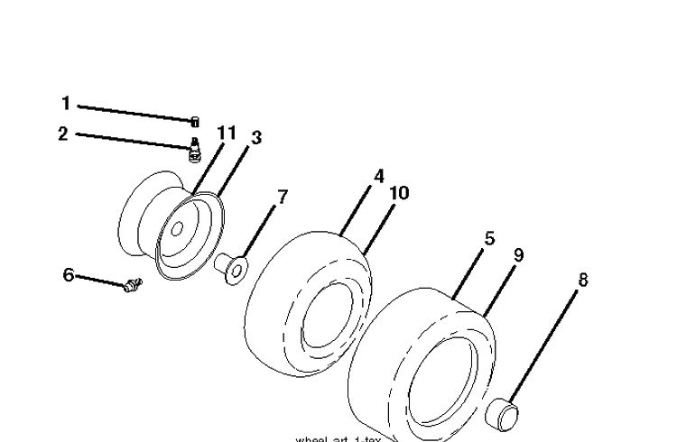 Wheels And Tires Diagram and Parts List for TS242XD  Husqvarna Lawn Tractor