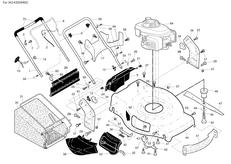 Frame Diagram and Parts List for 7022RLS (96143007801)(2011-03) Husqvarna Lawn Mower