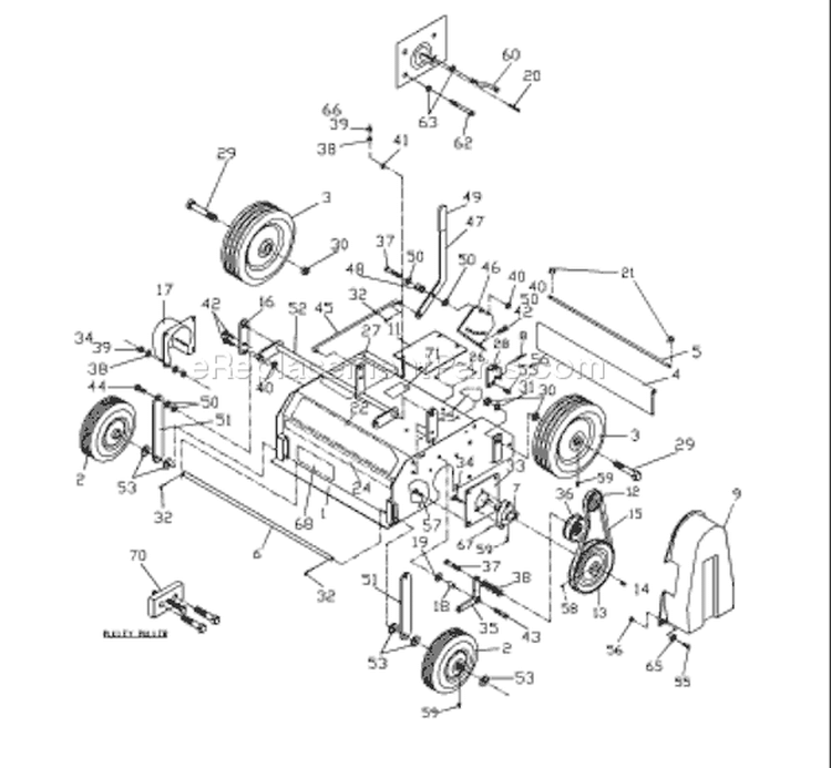 Page B Diagram and Parts List for DTB20 DTB 20 Husqvarna Dethatcher