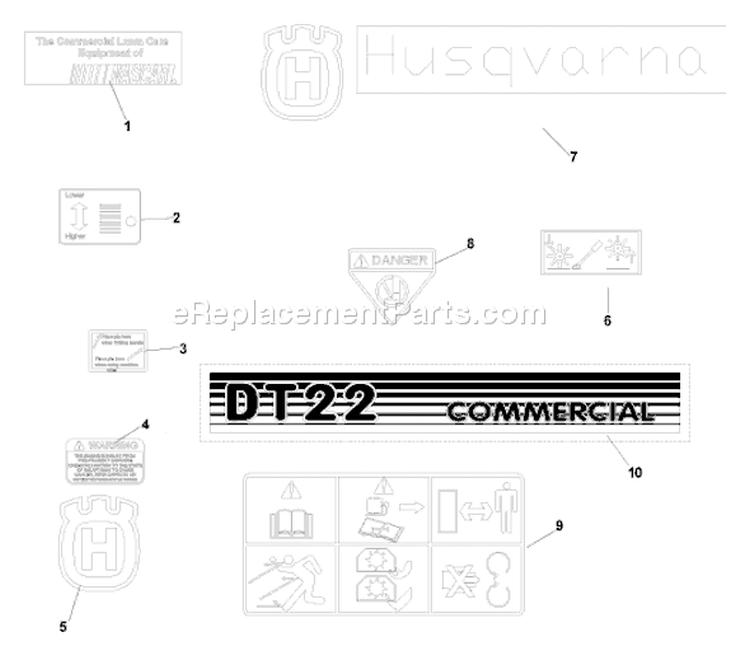 Page C Diagram and Parts List for DT22NF DT 22 NF NEFA -968999247 -2005-07 Husqvarna Dethatcher