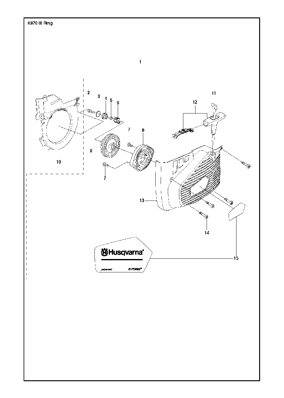 Starter Diagram and Parts List for K970IIIRING 2017-03 Husqvarna Circular Saw
