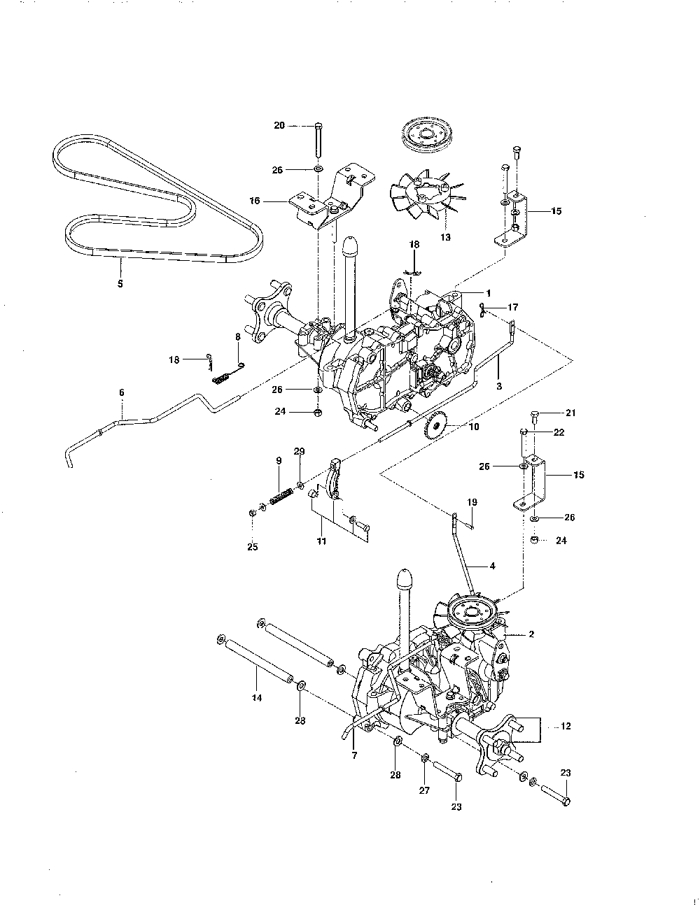 Hydraulic pump - motor Diagram and Parts List for 967303601-00  Husqvarna Lawn Mower