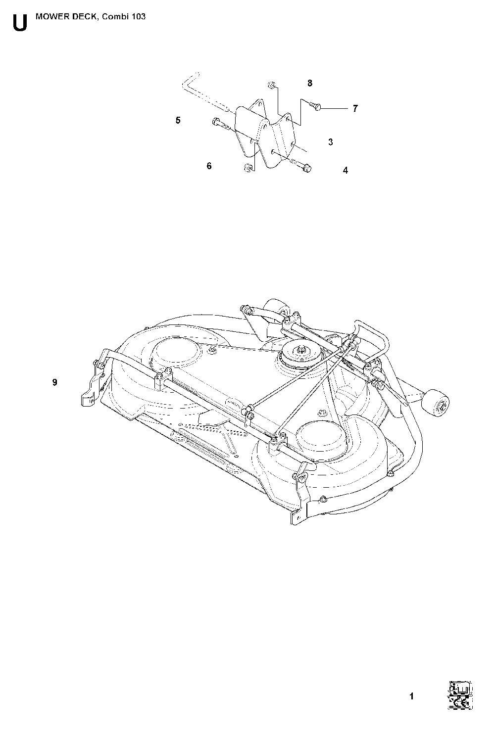 103cm Cutting Deck Diagram and Parts List for RIDER15V2SAWD (965200901)(2009-04) Husqvarna Lawn Tractor