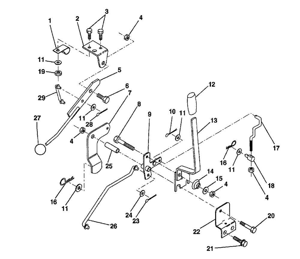 Mower Lift Lever Diagram and Parts List for LT100 (954000312-A)(1991-07) Husqvarna Lawn Tractor