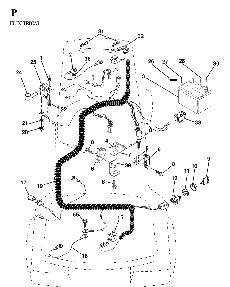 Electrical Diagram and Parts List for LTH130 (HE13H36D)(1997-03) Husqvarna Lawn Tractor