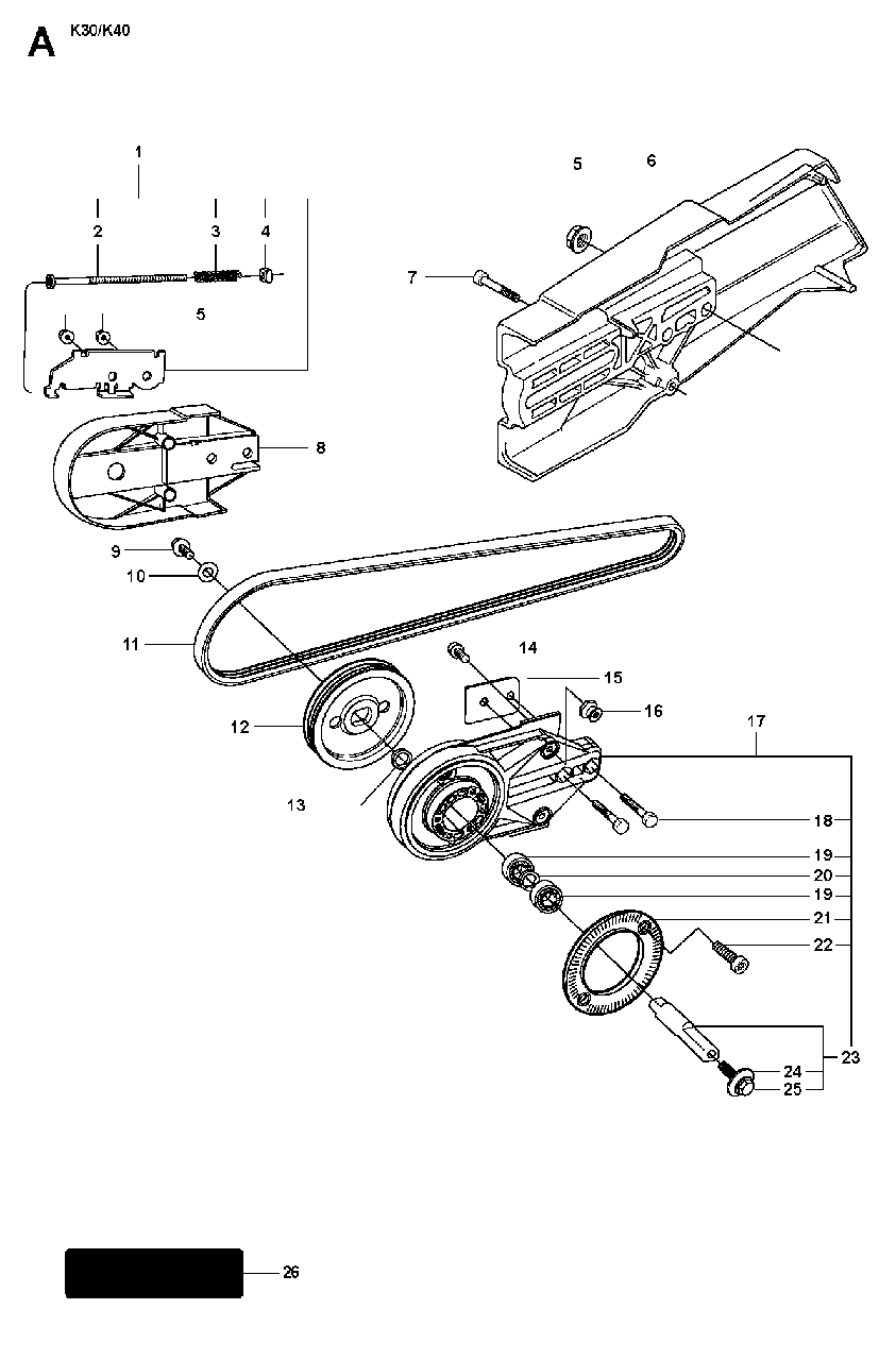 Pulley Diagram and Parts List for K40 2009-05 Husqvarna Circular Saw
