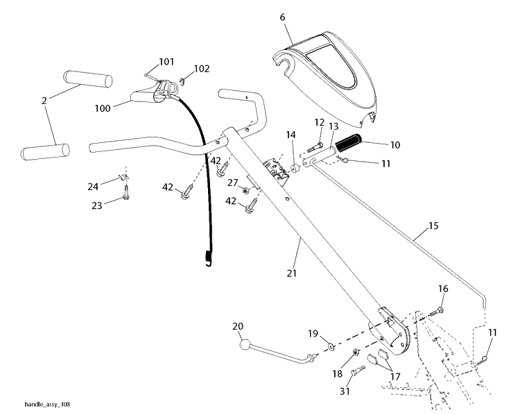 Handle Diagram and Parts List for DRT900H (96093001203)(2013-03) Husqvarna Cultivator
