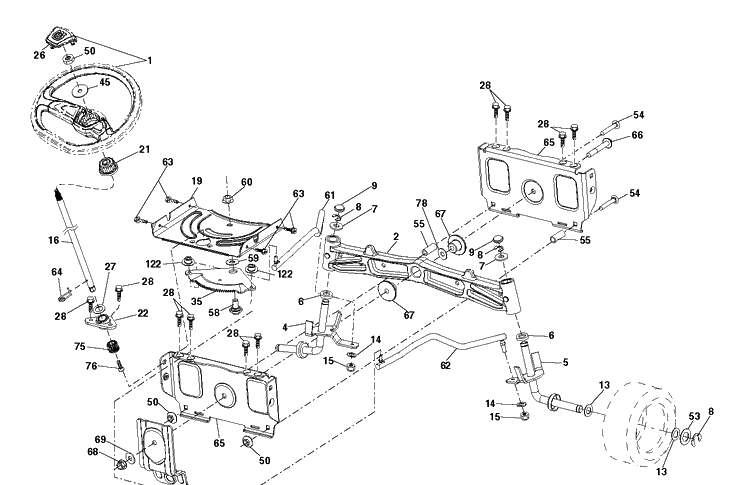 Steering Diagram and Parts List for TS348XD  Husqvarna Lawn Tractor