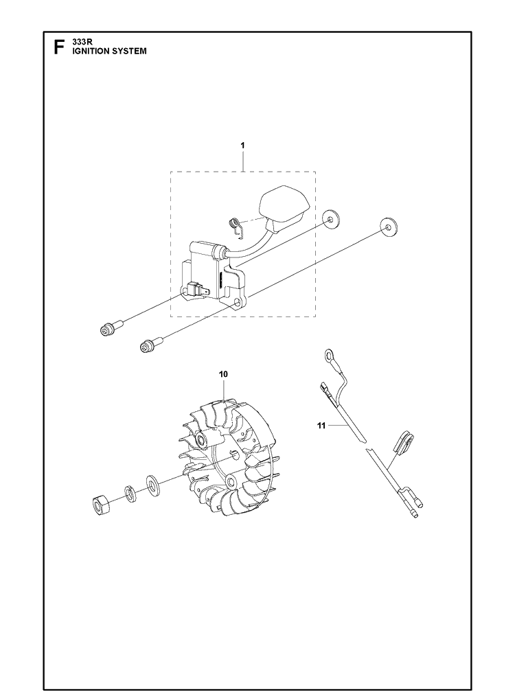 Ignition System Diagram and Parts List for 333RMARKII (967967902)(2020-08) Husqvarna Edger