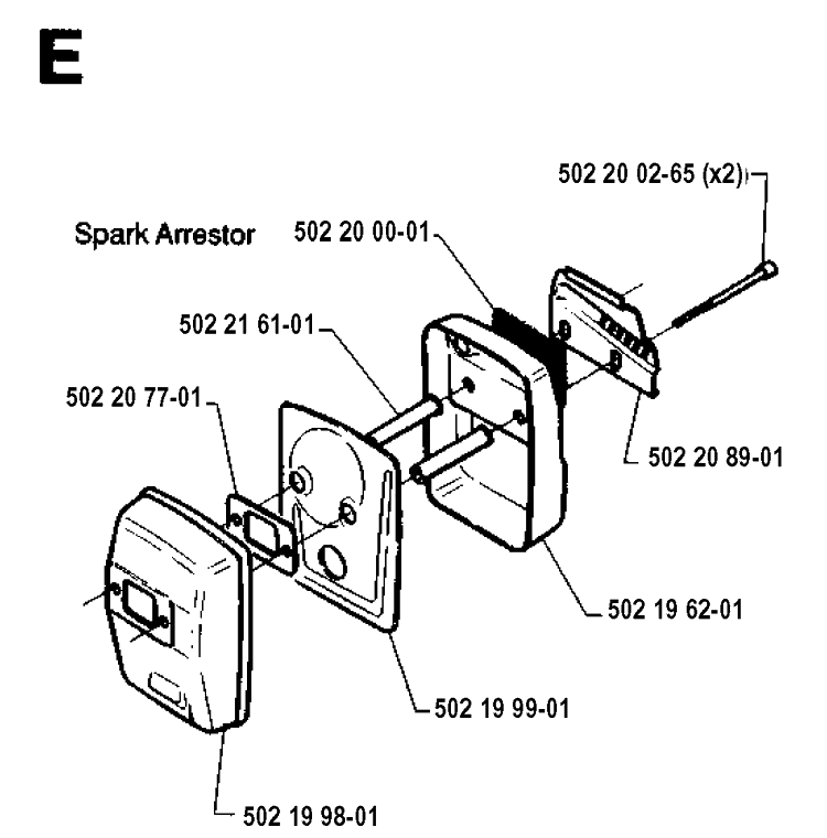 Muffler Diagram and Parts List for 232R 19940600001-19954500000 Husqvarna Brush Cutter
