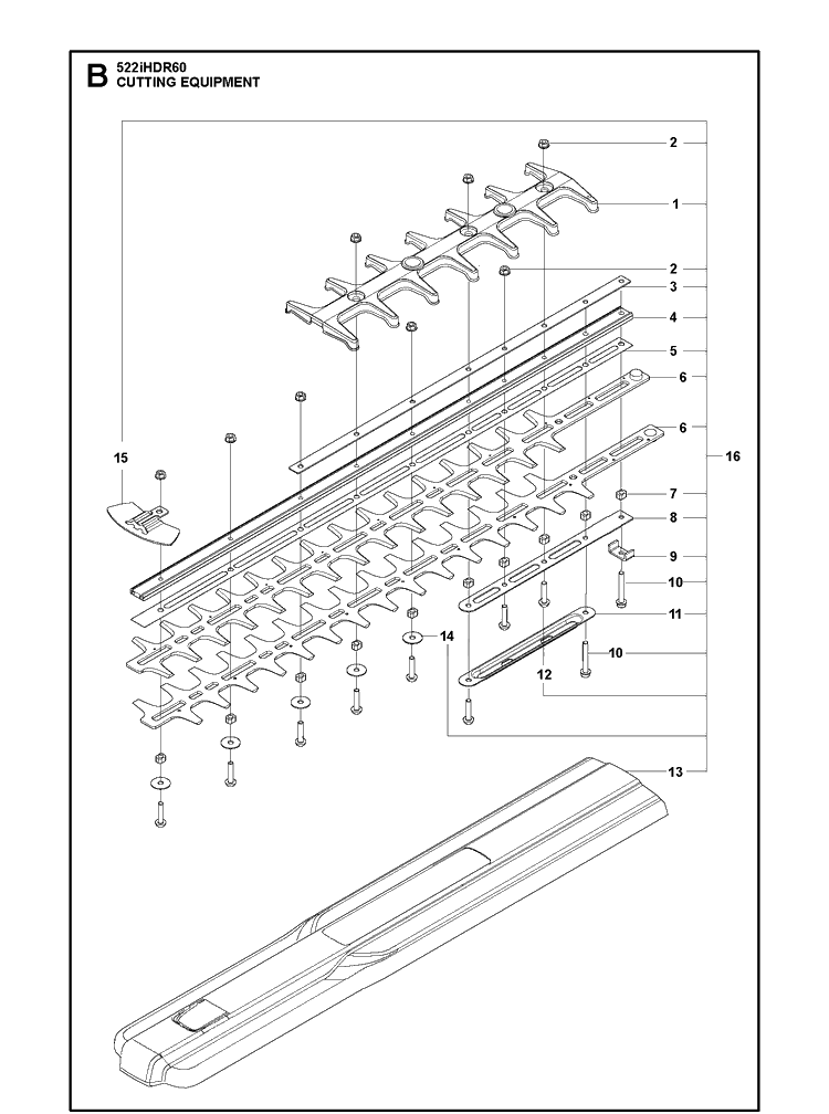 Cutting Equipment Diagram and Parts List for 343F 20031800001-20043100000 Husqvarna Brush Cutter
