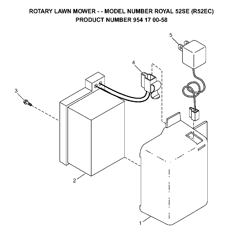Battery Diagram and Parts List for R52EC (954170058)(2003-01) Husqvarna Lawn Mower