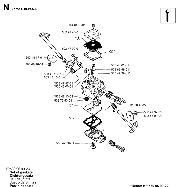 Service Updates Diagram and Parts List for 141 20013500001-20030100000 Husqvarna Chainsaw