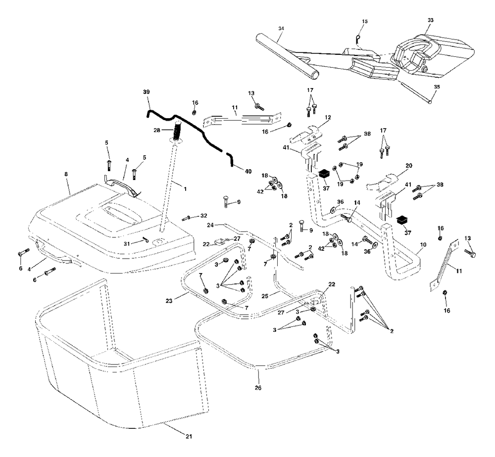 Bagger Diagram and Parts List for CT130 (954170017-D)(2001-08) Husqvarna Lawn Tractor