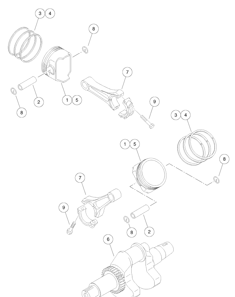 Pistons And Crankshaft Diagram and Parts List for HUV4421GXP 2009 Husqvarna Lawn Tractor