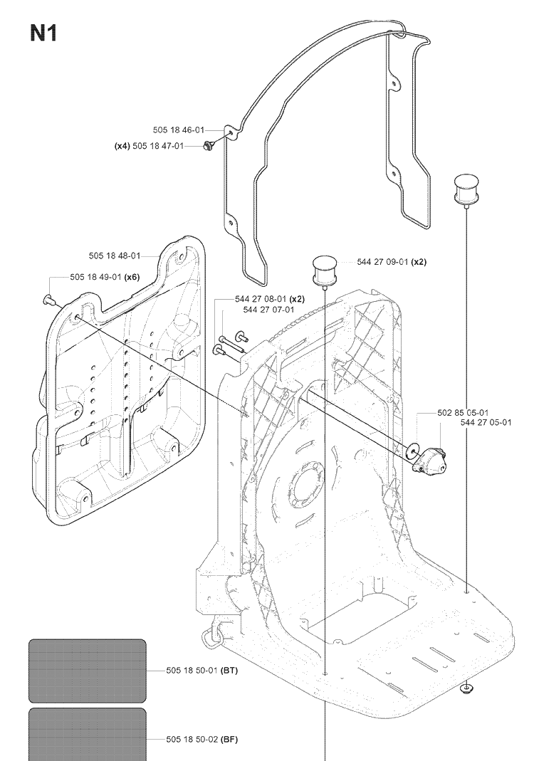 Frame Diagram and Parts List for 180BT 20080500001-20084000000 Husqvarna Leaf Blower / Vacuum