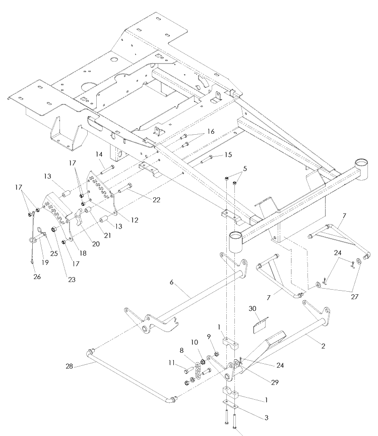 Mower Lift / Deck Lift Diagram and Parts List for EZ4624 (968999657)(2008-08) Husqvarna Lawn Mower