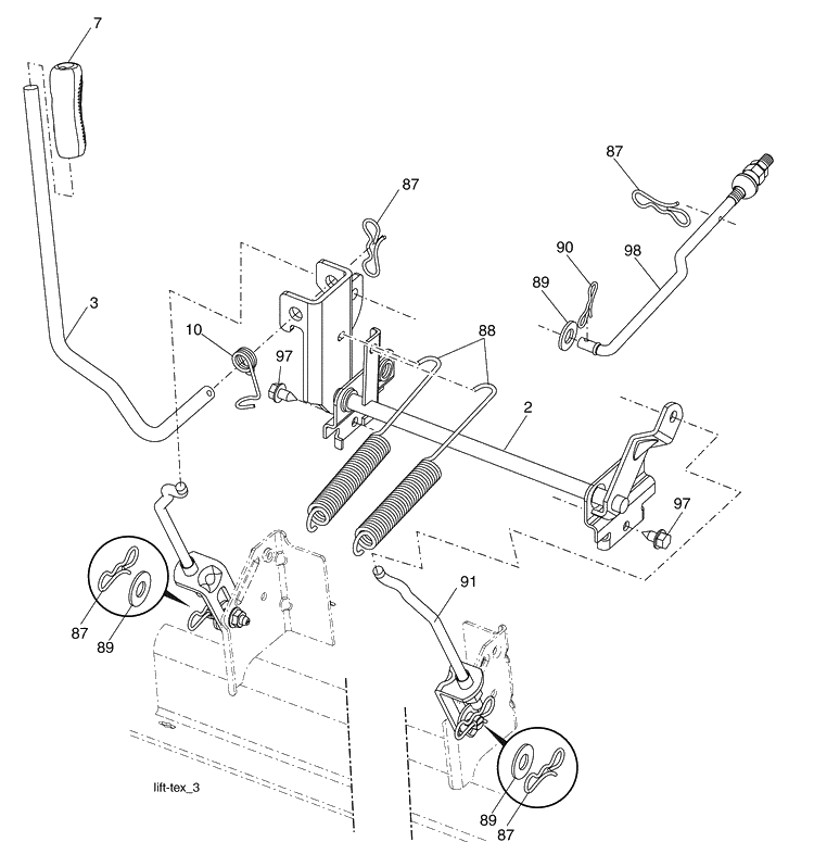 Mower Lift Diagram and Parts List for GTH2648 (96043003001)(2008-01) Husqvarna Lawn Mower