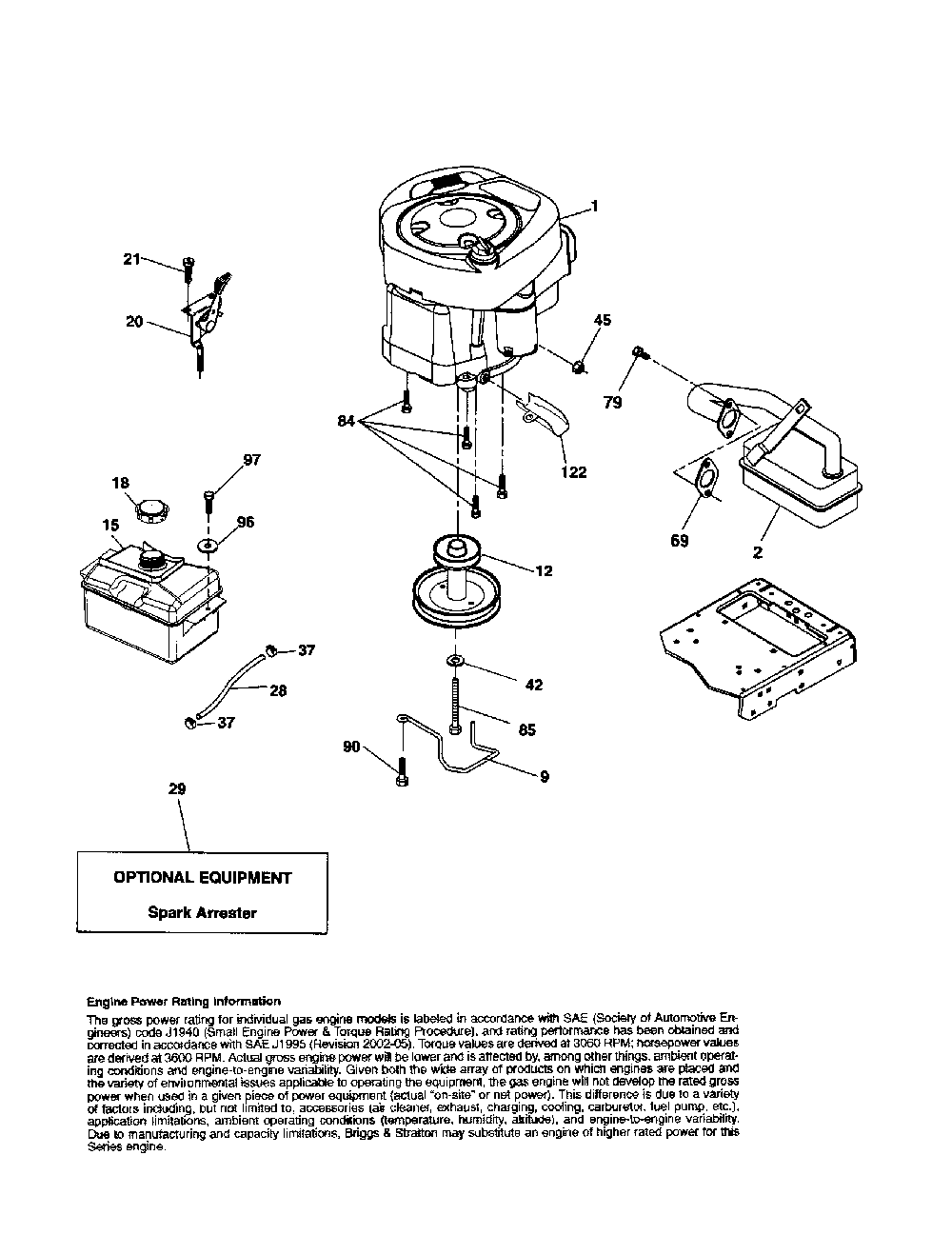 Engine Diagram and Parts List for 917289600  Husqvarna Lawn Tractor