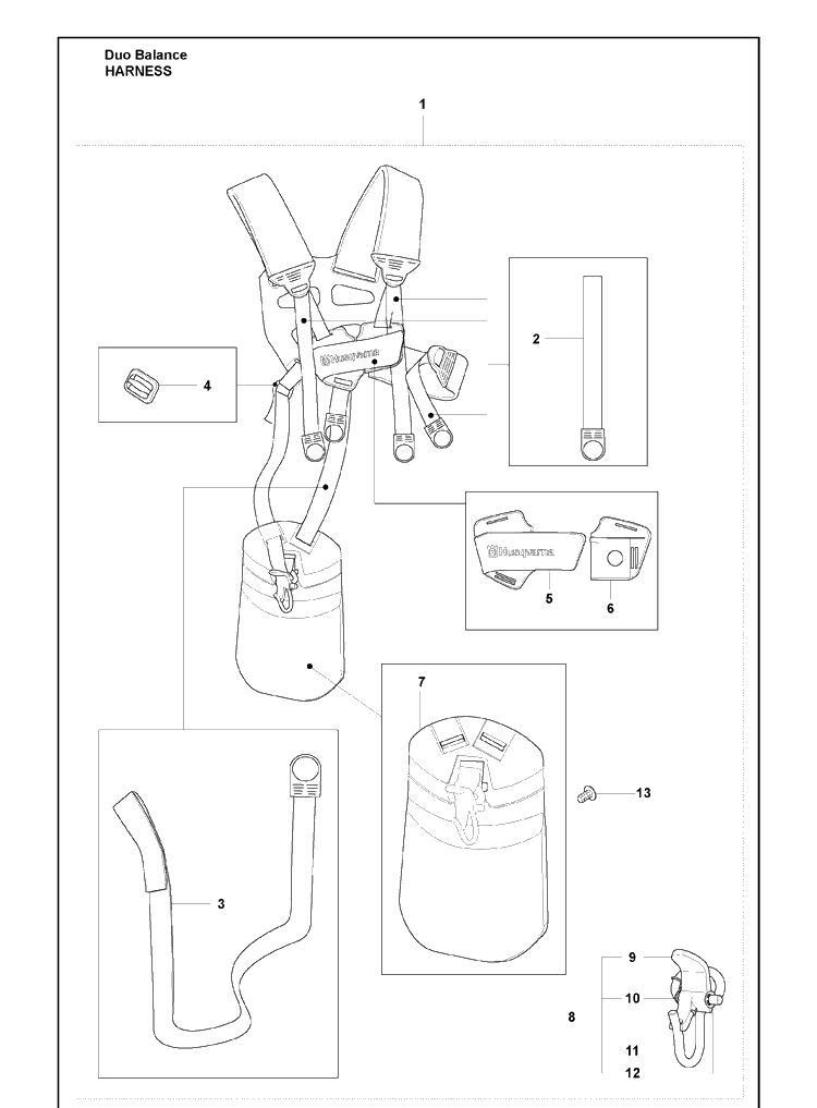 Harness Diagram and Parts List for 323RII 2009-08 Husqvarna Trimmer