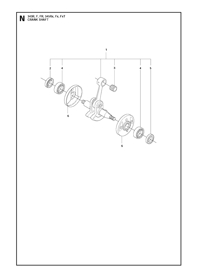 Crankshaft 2 Diagram and Parts List for 343FR  Husqvarna Brush Cutter
