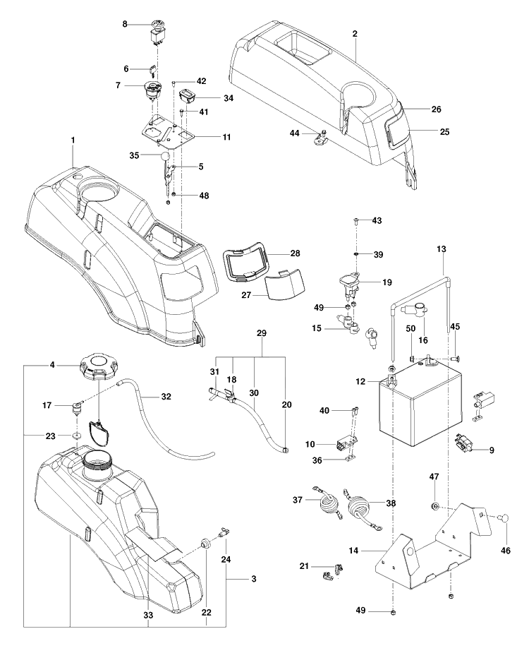 Ignition System Diagram and Parts List for RZ4824TFBF (96700380302)(2015-05) Husqvarna Lawn Mower
