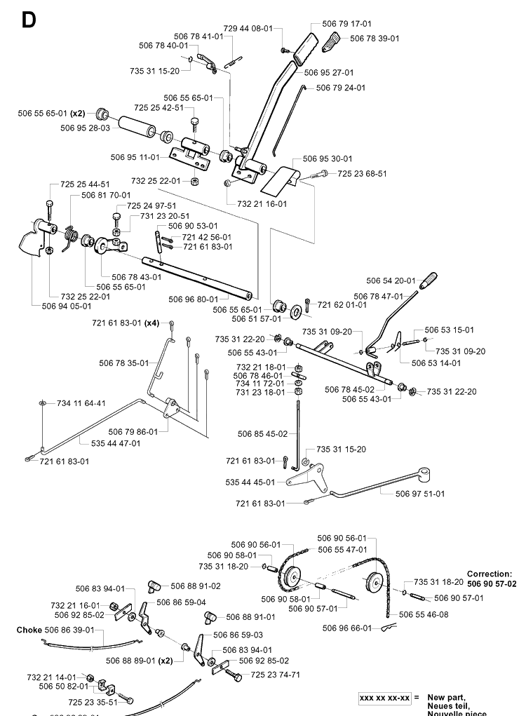 Controls Diagram and Parts List for PR18 (953521901)(2004-01) Husqvarna Lawn Mower