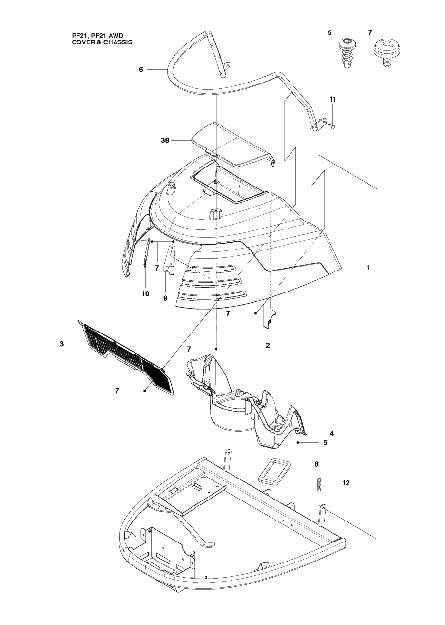 Cover 2 Diagram and Parts List for PF21 (965192401)(2010-07) Husqvarna Lawn Tractor