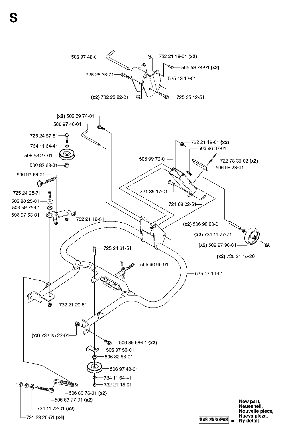 Protection Frame Diagram and Parts List for RIDERPRO15 (953535001)(2004-01) Husqvarna Lawn Tractor