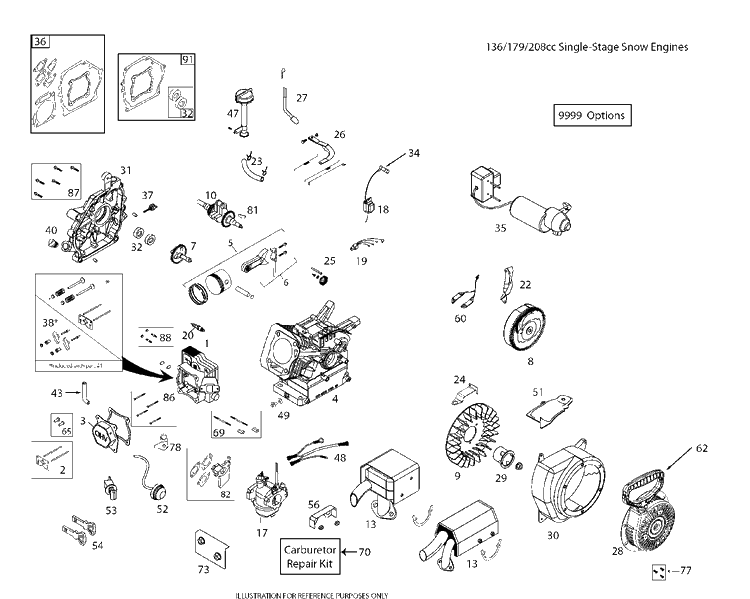 Engine 2 Diagram and Parts List for ST111 (96183000200)(2014-07) Husqvarna Snow Blower