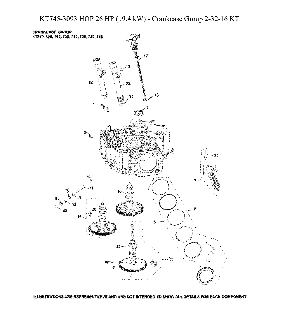 Crankcase Diagram and Parts List for TS354X-96043029500  Husqvarna Lawn Tractor