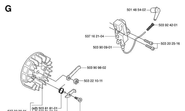 Ignition System Diagram and Parts List for 334T 20063600001-Current Husqvarna Chainsaw
