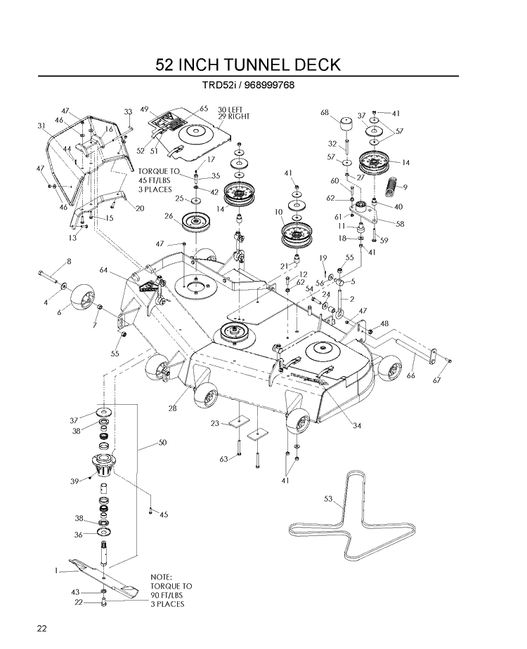 Mower Deck / Cutting Deck Diagram and Parts List for 968999768 2007-12 Husqvarna Lawn Mower