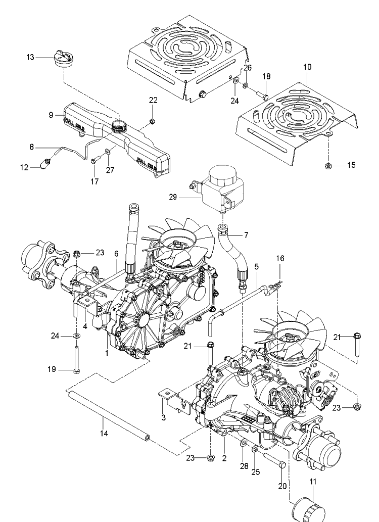 Hydraulic Pump - Motor Diagram and Parts List for M-ZT52  Husqvarna Lawn Mower