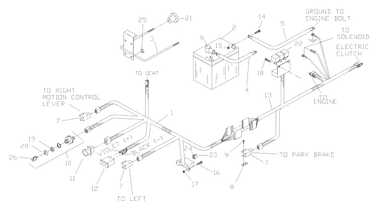 Wiring Assembly Diagram and Parts List for ZTH6123KAA (968999203)(2006-04) Husqvarna Lawn Mower