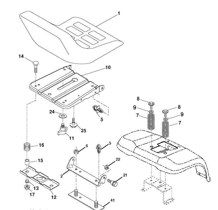 Seat Diagram and Parts List for LTH1797 (96011022101)(2012-01) Husqvarna Lawn Tractor